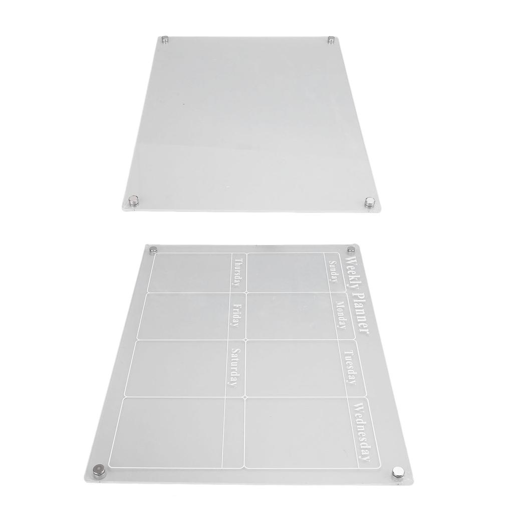 Refrigerator Calendar with 6 Markers Clear Acrylic Weekly Planner Blank Plan Board for Life Planning Daily Organization