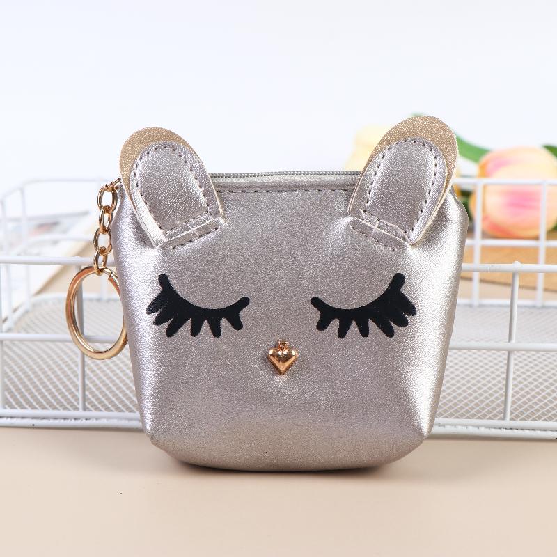 Mini Cute Cat Wallet Keychain Cartoon Lipstick Bag Fashion Earphone Keys Storage Bags Zipper Coin Purse Pendant Girls Gift