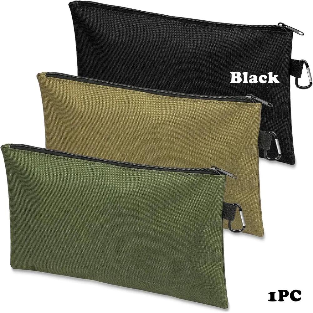 

with Carabiner Tool Zipper Pouch Waterproof Wear-resistant Tools Organizer Wide Open Design Oxford Fabric чорний