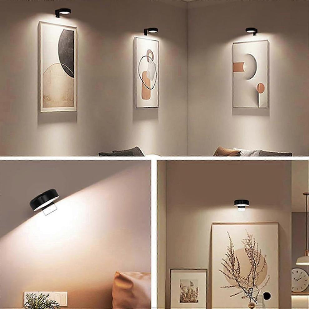 3Pcs Wireless Rechargeable Magnetic LED Picture Lights for Wall, Adjustable Color Temperature, Battery-Powered Art LightingGold
