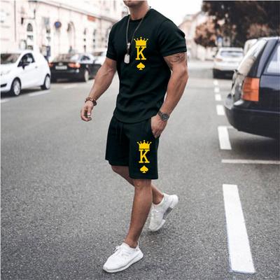 Ensemble T-shirt d'été pour hommes, survêtement imprimé lettre K en 3D, t-shirt et short, 2 pièces, mode Streetwear, costumes surdimensionnés pour enfants, vêtements de sport