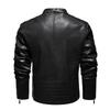 Men's Motorcycle Leather Racing Suit Colorblock Embroidery Motorcycle PU Jacket Windproof Cotton Jacket