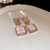 French Fashion Asymmetrical Square Ice Cube Texture Earrings, Earrings Contrasting Color Transparent Three-dimensional Studs, High-end Earrings