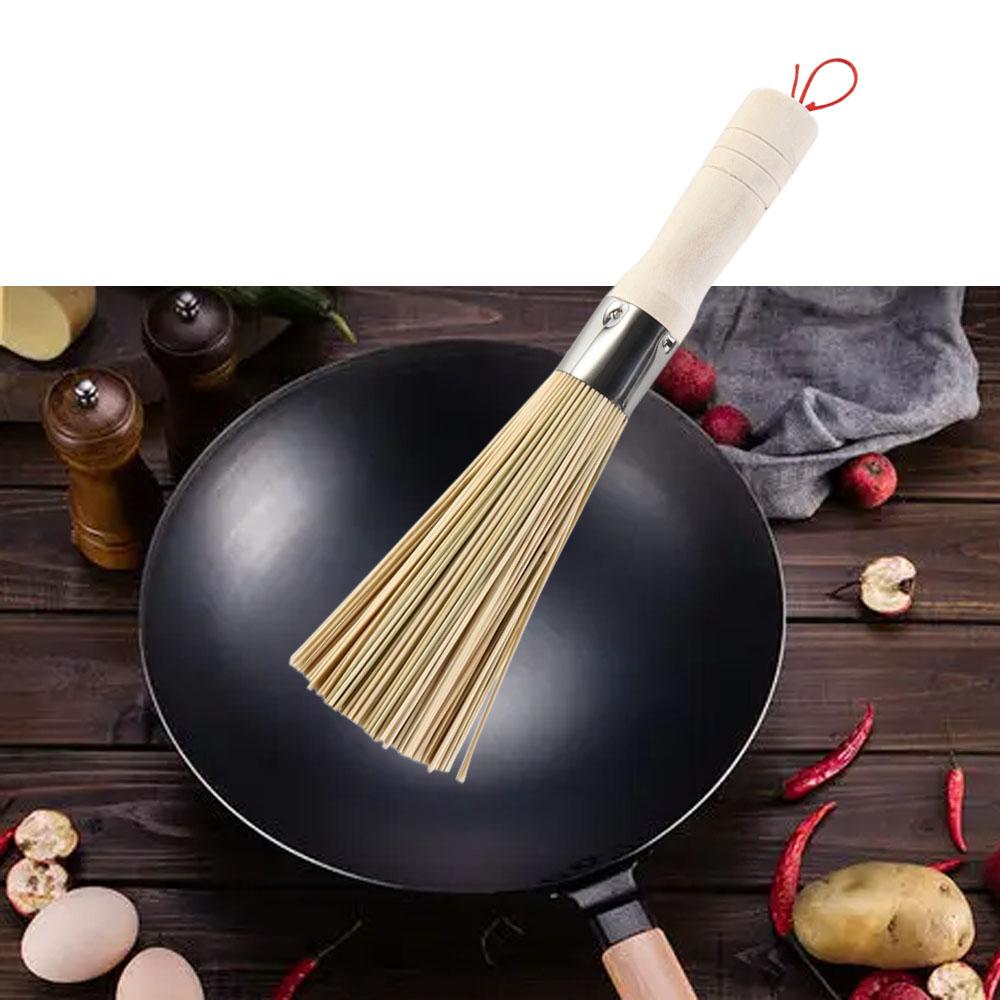 Traditional Durable Natural Bamboo Dish Scrubber Wok Brush Pot Pan Cleaner Cleaning Tool