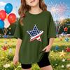 Kinder Kurzarm T-Shirt Sternenprint Oberteil Lässig Lockerer Schnitt Bequem Leicht Sommer T-Shirt für Jungen und Mädchen