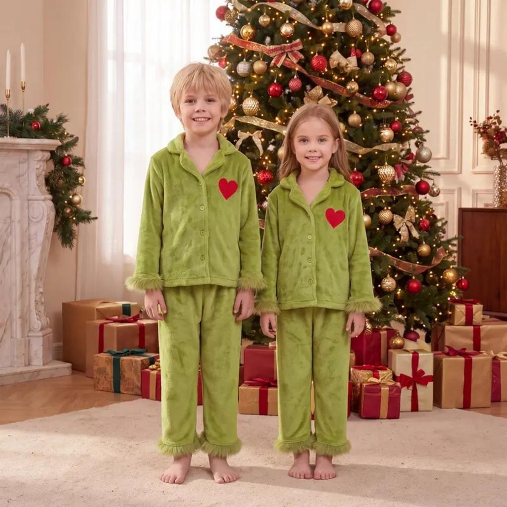 Christmas Parent-Child Matching Pajamas Mother and Son Loungewear Long Sleeve One-Piece Sleepwear