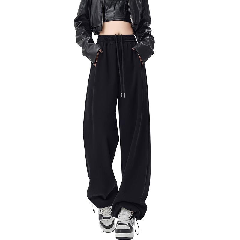 Women's 2024 High-Waisted Wide-Leg Draping Sports Pants - Spring/Autumn Loose Joggers