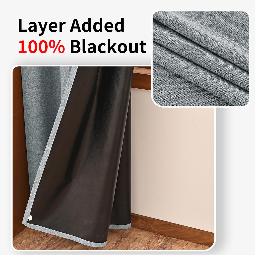 Solid Color Plain Hemp Black Background Full Blackout Curtains Hook Living Room Sunscreen Curtains