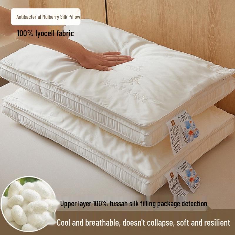 A-Grade 100% Silk Student Neck Support Pillow with 3D Double-Layer Embroidered Core - Soft & Resilient