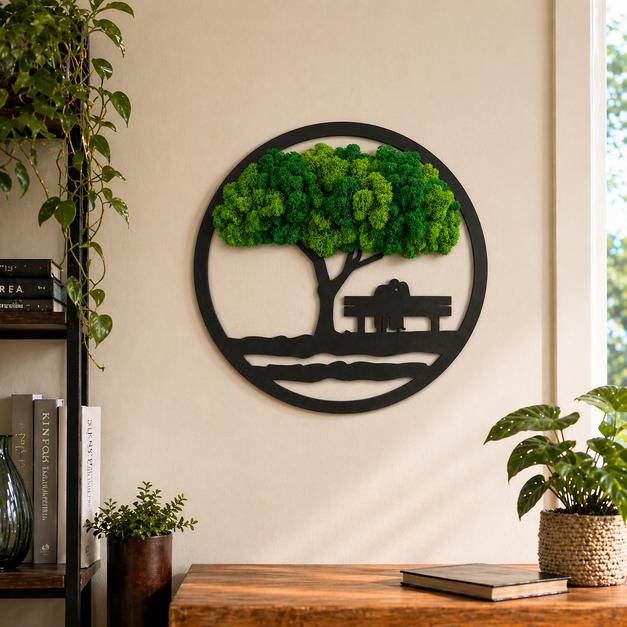 Moss tree, baobab with couple on bench