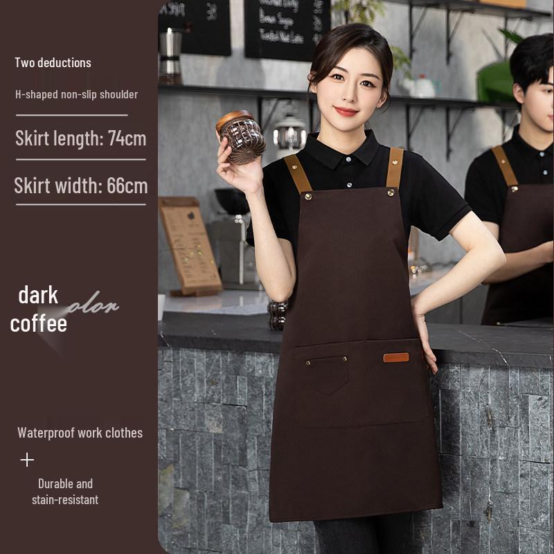 Waterproof Logo Printed Canvas Apron for Women - Perfect for Milk Tea and Coffee Shop Workers
