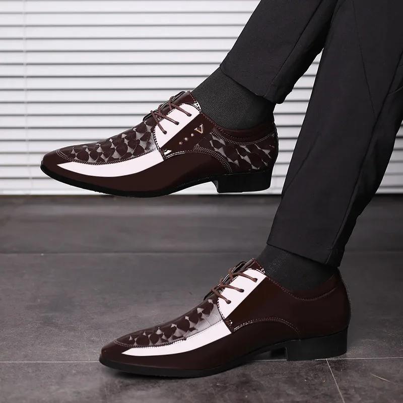 Men's Leather Shoes Autumn New Fashion Business Dress Leather Shoes Large Pointed Casual Leather Shoes Wedding Shoes