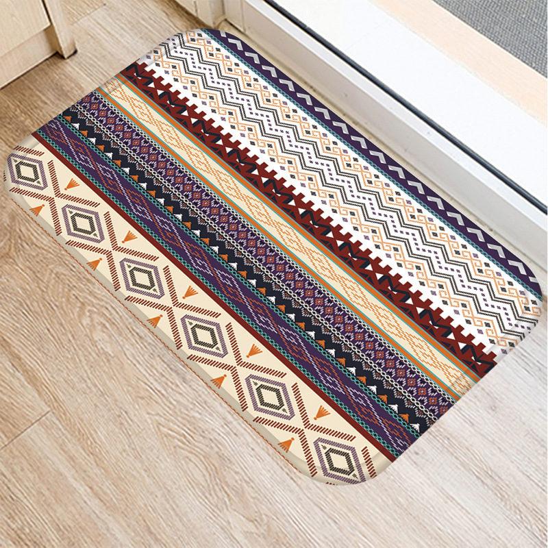 

Нескользящий замшевый ковер в стиле ретро в полоску, дверной коврик, коврик для улицы, для ванной, кухни, гостиной, напольный коврик, домашний декор 48283