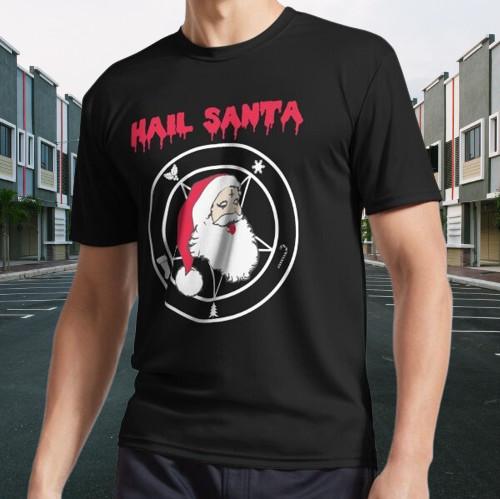 

HAIL SANTA! - Funny Heavy Metal Logo Active T-Shirt Funny Size S to 5XL 3XL