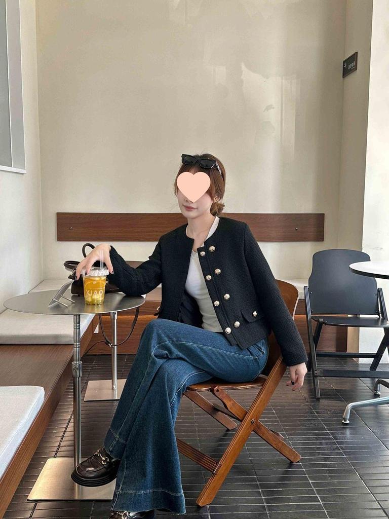 Spring & Autumn Korean Style Petite Versatile Round Neck Jacket for Women