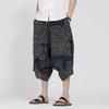 Chinese style men's summer new printed large pants beach pants large size trend loose zen seven-point Harlan pants