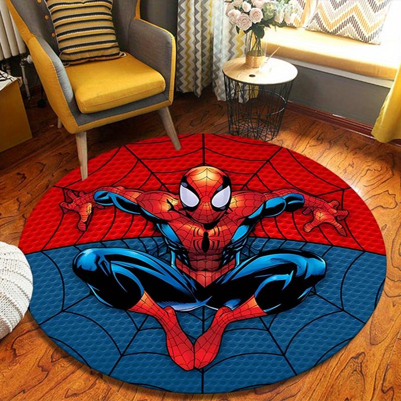 

1 шт. Круглый ковер Marvel Человек-паук, нескользящий, машинная стирка, полиэстеровый ковер для декора гостиной и спальни 80cm