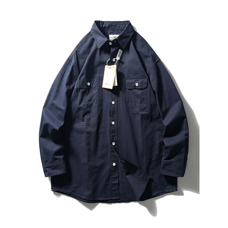 American Retro Workwear Shirt Men Long Sleeves Spring & Fall Profile Outwear Export Export Men's Clothing Loose Casual Shirt