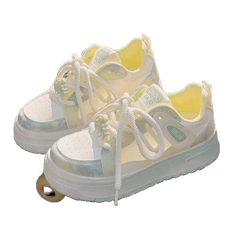 Summer Women's Shoes Little White Shoes Women's New Breathable Shoes Mesh Mesh Shoes with Skirts Board Shoes Versatile Sports Shoes