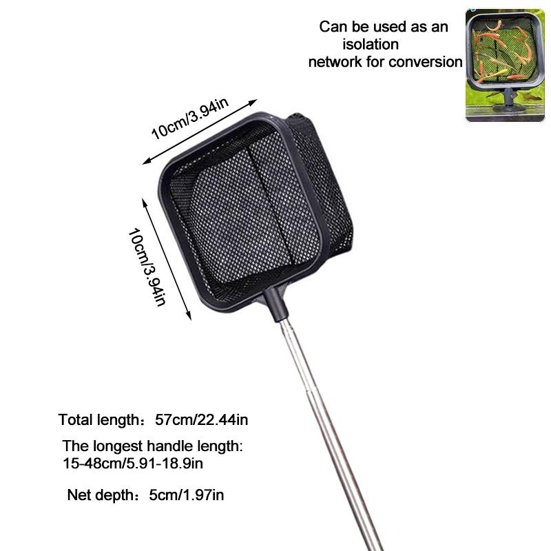 Aquarium Fish Tank Net with Suction Cup Extendable Handle Landing Net Isolation Net for Fish Tank Cleaning Tool Accessories