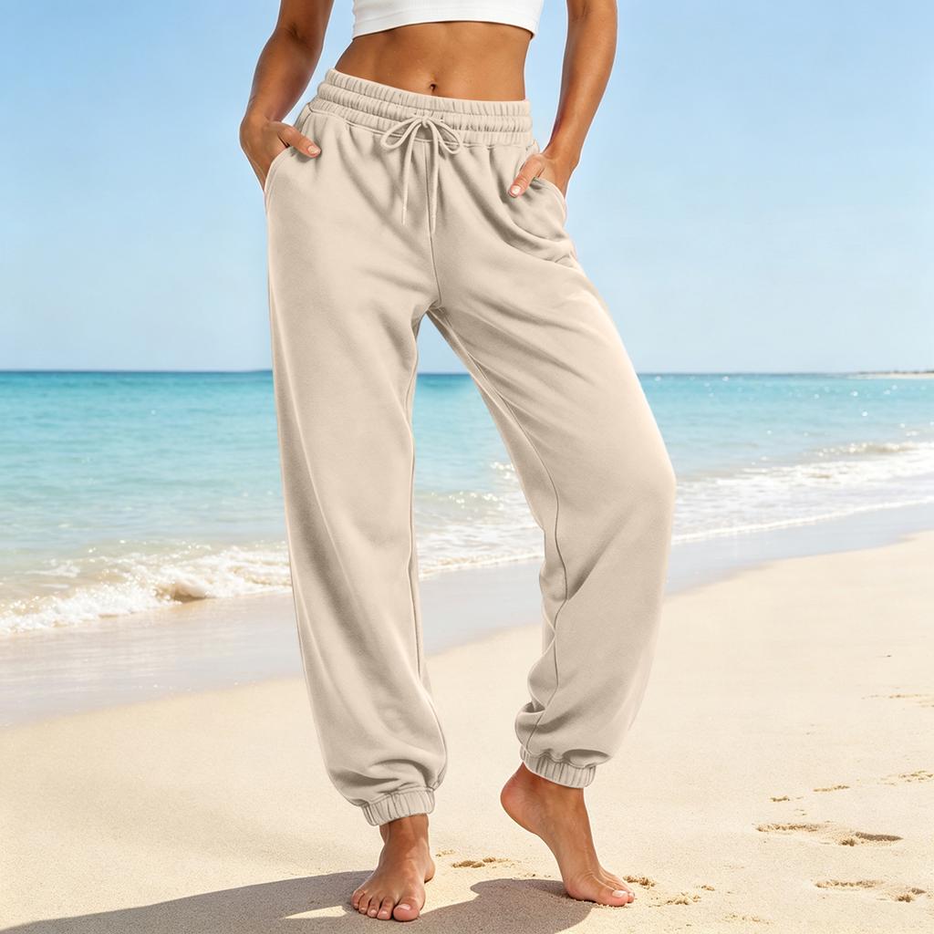 Pantalones Jogger Casuales para Mujer con Bolsillos, Color Pantalones Sueltos con Puños