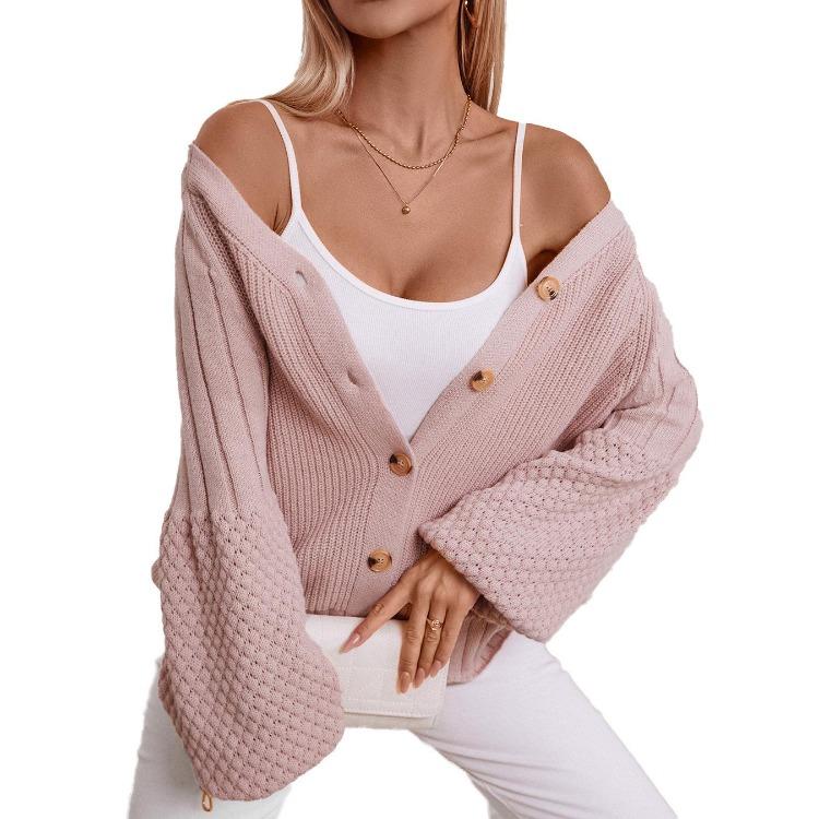 Women Casual Lightweight Open Front Cardigan Soft Cable Knit Sweater Long Sleeve Loose Solid Button Outwear for Winter Fall