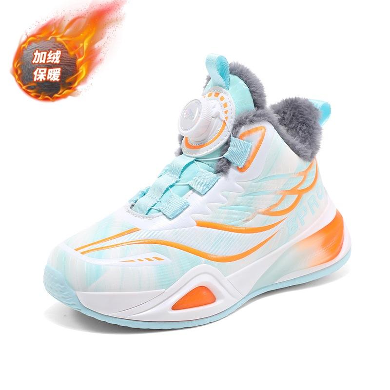 

Детские баскетбольные кроссовки утолщенные кроссовки для мальчиков 2025 новая осень и зима теплые беговые спортивные кроссовки нескользящие и на флисе амортизация 31-40 10 pairs