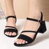 Women's Elegant Chunky Heel Sandals Summer Fashion High Heeled Shoes Comfortable Female Footwear Size 42