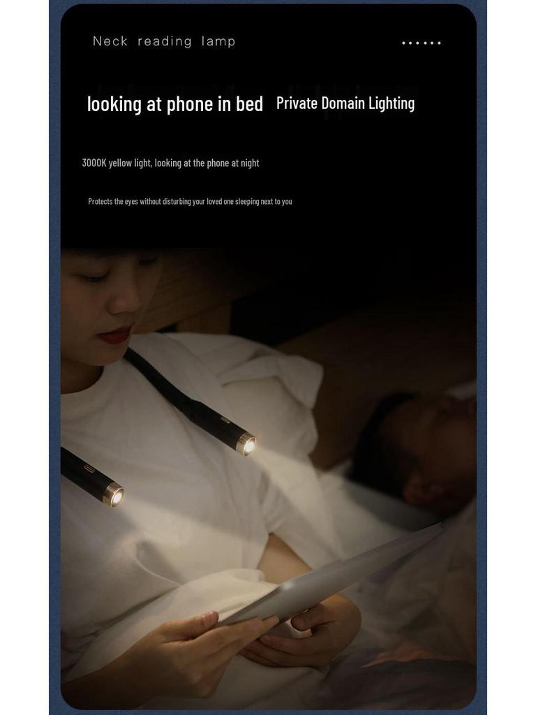 Portable LED Neck Reading Lamp with Eye Protection & USB Charging