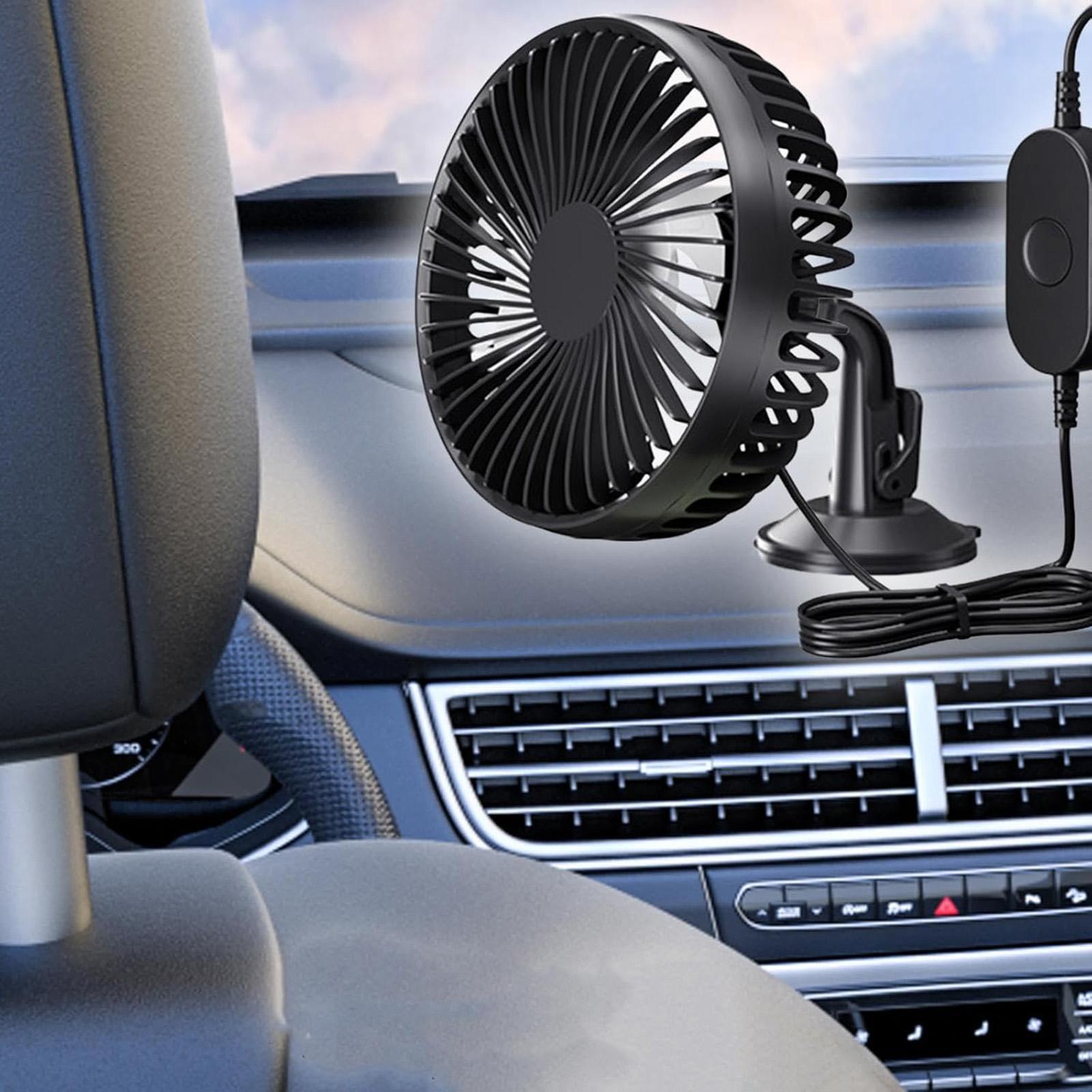 

USB Car Fan 12V 24V Suction Cup Mount Rotatable 3 Speed Adjustable Circulation Fan for RV Sedan Home Truck SUV, Blue One Size