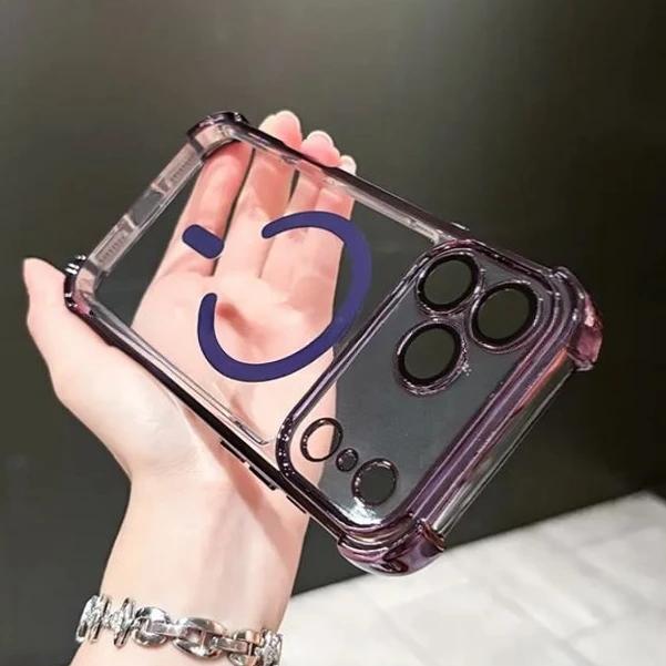 Transparente Stoßfeste Magsafe Hülle Für iPhone 17 Pro Max Air 11 12 13 14 15 16 Plus Beschichtete Klare Weiche Anti-Stoß-Abdeckung