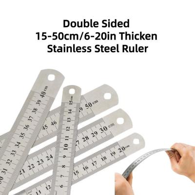 Doppelseitiges 15-50cm/6-20in Verdicktes Edelstahllineal Geeignet für Basteln, Entwerfen, Architekturprojekte und Holzbearbeitung