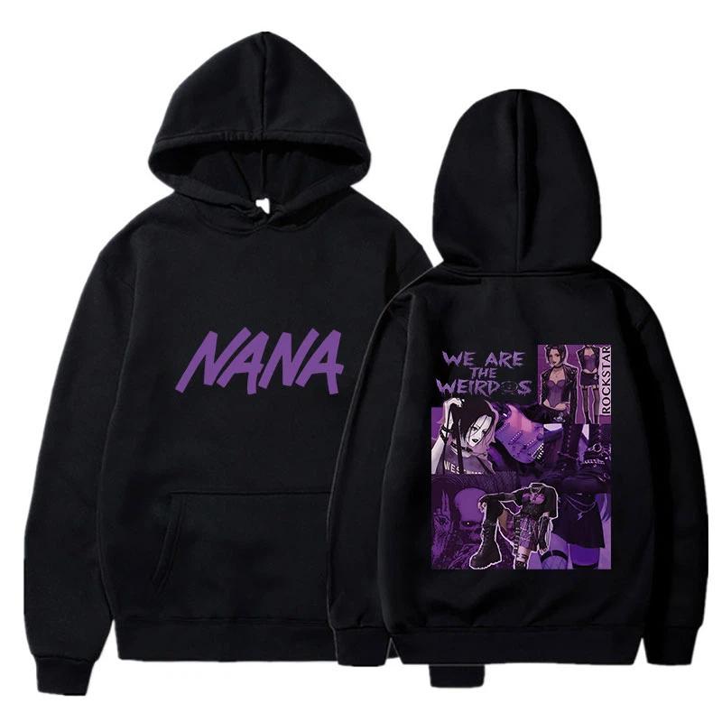 

Women Clothing Nana Graphic Print Hoodies Autumn Winter Casual Fashion Long Sleeve Tops Fleece Vintage Pullovers Sweatshirts XL чорний