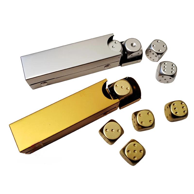 5 in1 Metal Dices with Precision Aluminum Alloy for Poker Party Game Rounded Corners Dice Set Toy Portable Dice Boyfriend Gift