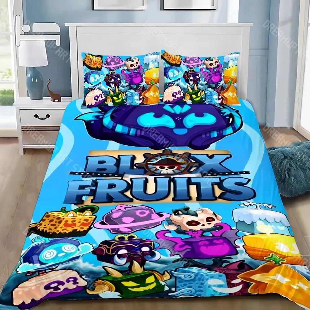 Cartoon 3D Game B-blox Fruits Duvet Cover Pillowcase Bedding Set Adult Boy Girl Bedroom Decoration Children Single Double S