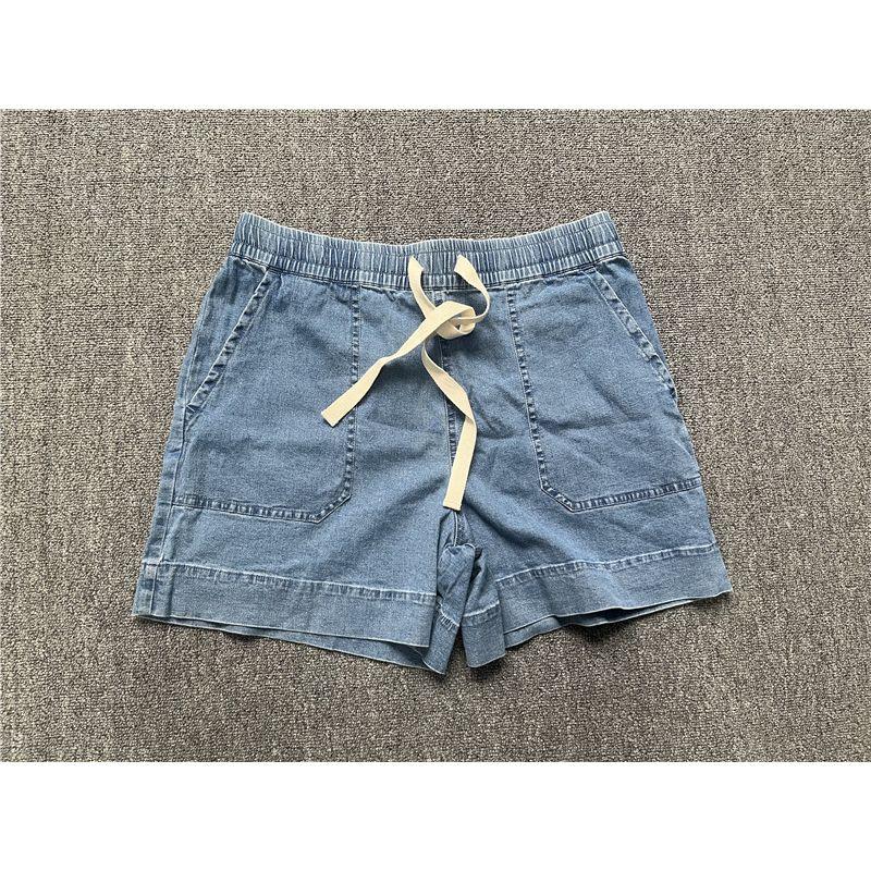 

Australia Remaining Orders Tail Goods Pure Yuan Washed Cotton Denim Elastic Strap Pocket Women Summer Comfortable Shorts Five Points Light Blue us10