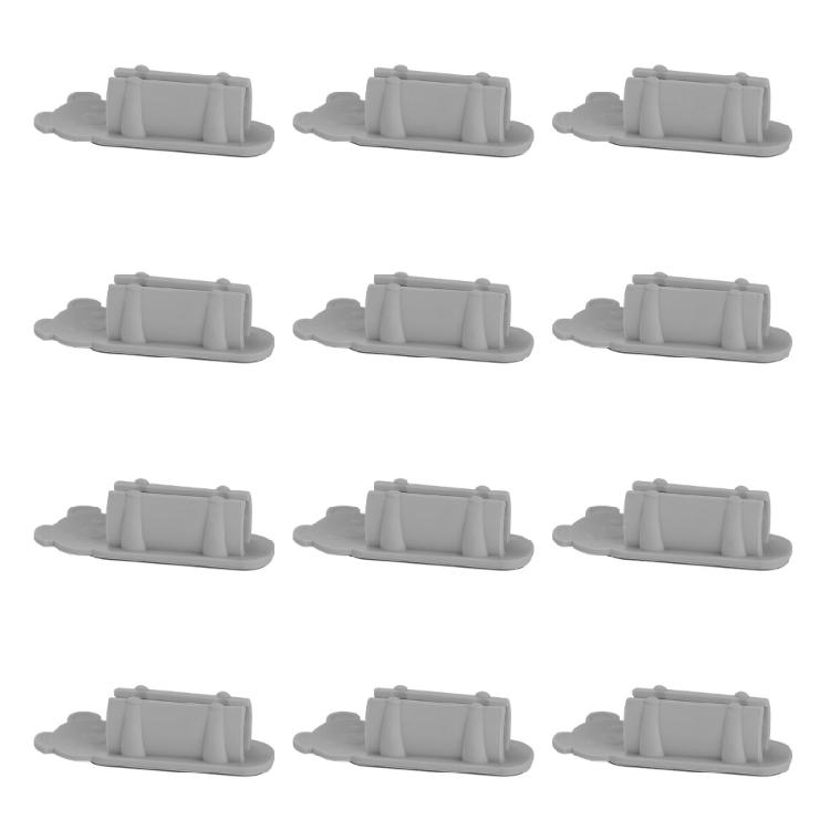 12Pcs Self Adhesive Pen Holder for Desk Wall Refrigerator Whiteboard Clipboard File Locker серый