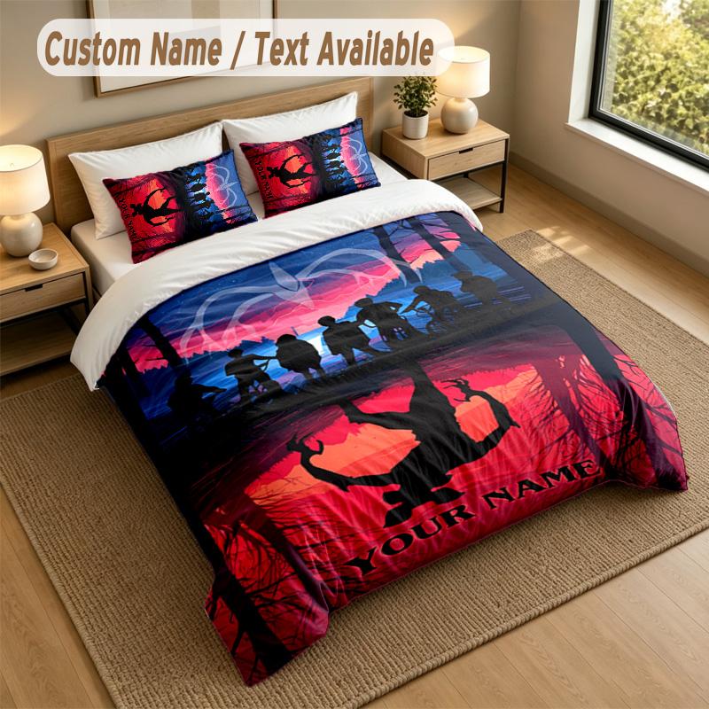 3Pcs Bedding Set Custom Name Text, 1 Sheet 2 Pillowcases Home Bed DecorStranger Things