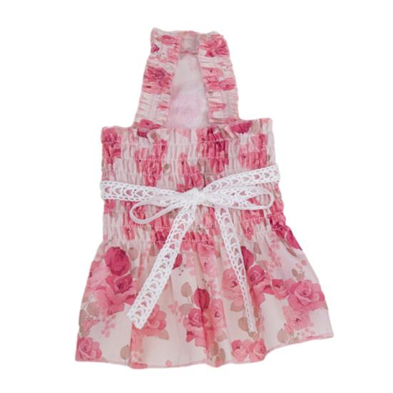 

Платье для собаки-принцессы с цветочным узором, оборками, без рукавов, летнее платье для щенка с кружевным бантом, эластичная, дышащая одежда для домашних животных для маленьких собак и кошек XS