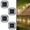 4 PCS Waterproof Garden Light 8 LED Deck Light Warning Light Solar Ground Lights  Walkway