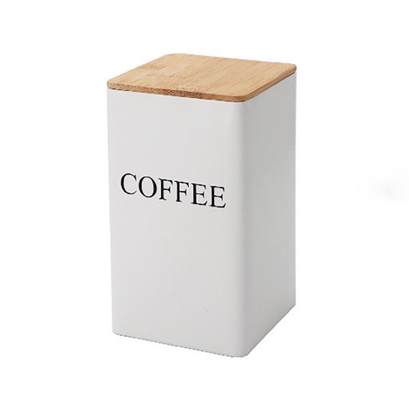 

Жестяная коробка с бамбуковой крышкой для сахара, чая и кофе - Упаковка с герметичной застежкой в простом стиле