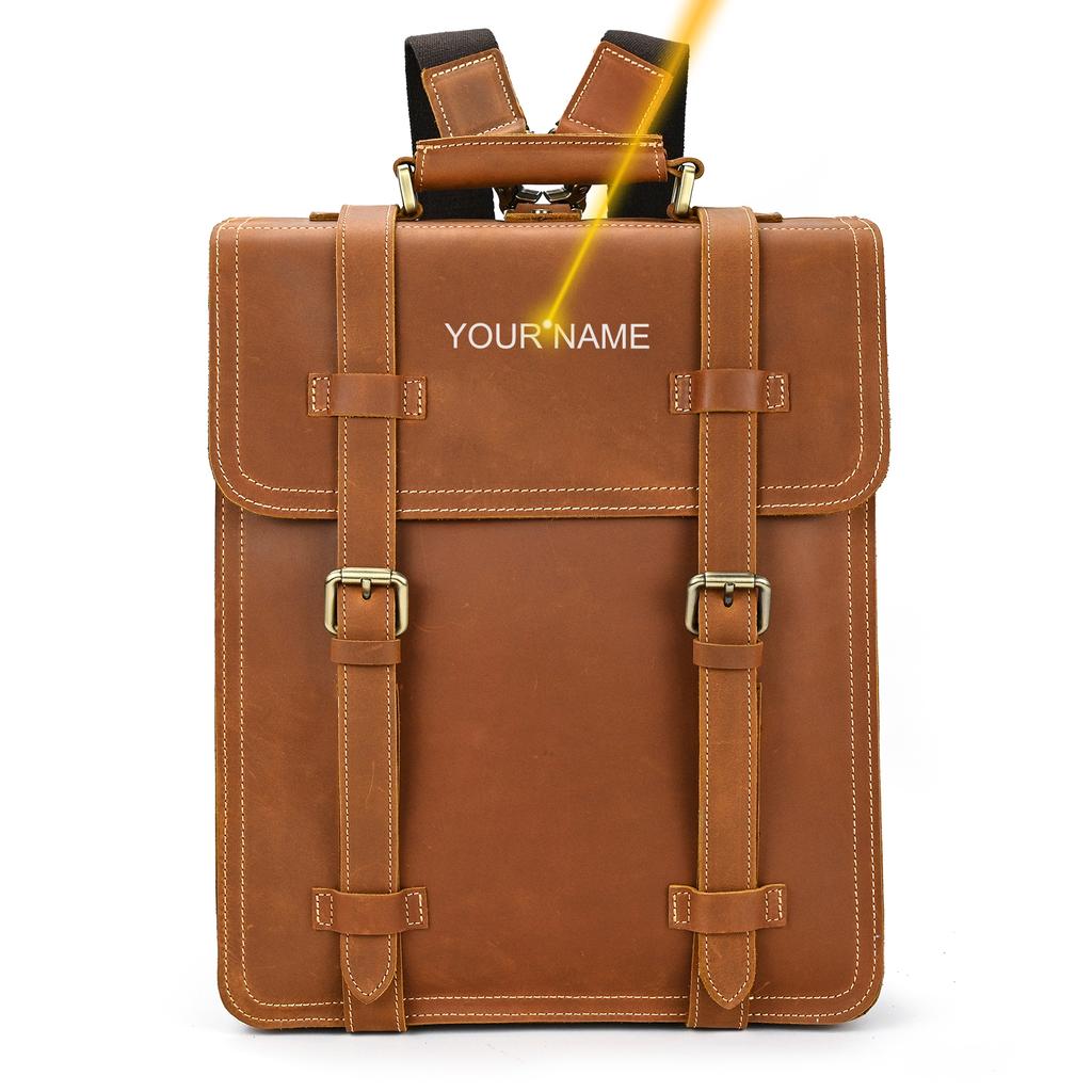 Crazy horse leather men's backpack shoulder bag travel bagpack leather student school bag male with removable strap anti theft