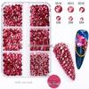 Nail Art Rhinestones: Mixed Color AB Light Pink Champagne Glass Set - Six Grids