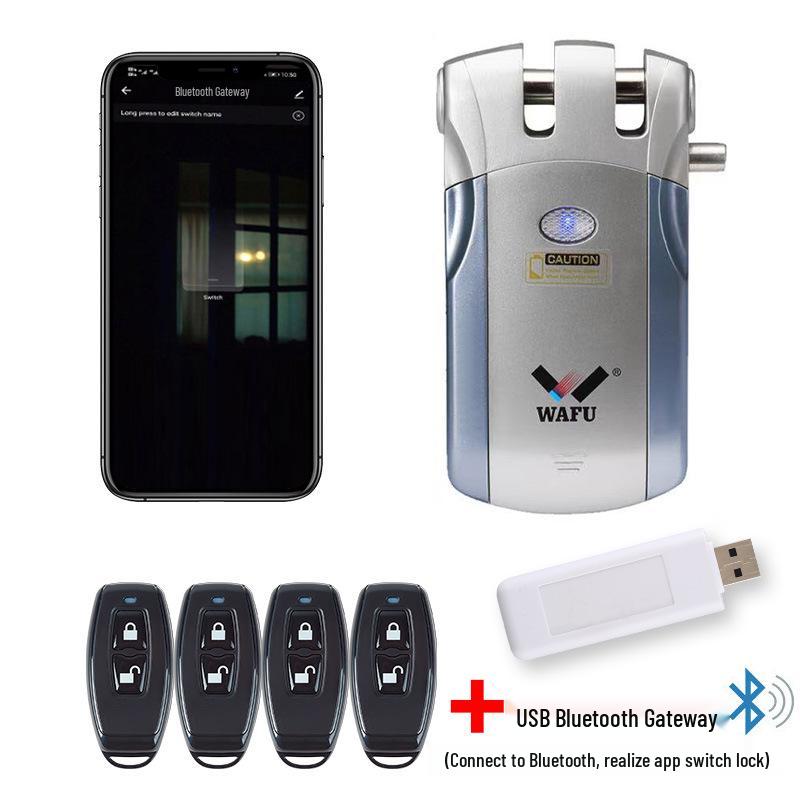 Wireless Remote-Control Smart Lock with Invisible Design and Electric Bull Head Lock for No-Drill Installation
