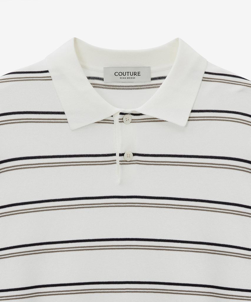 MINDBRIDGE [Couture] Striped Semi-Overfit Collared Knit