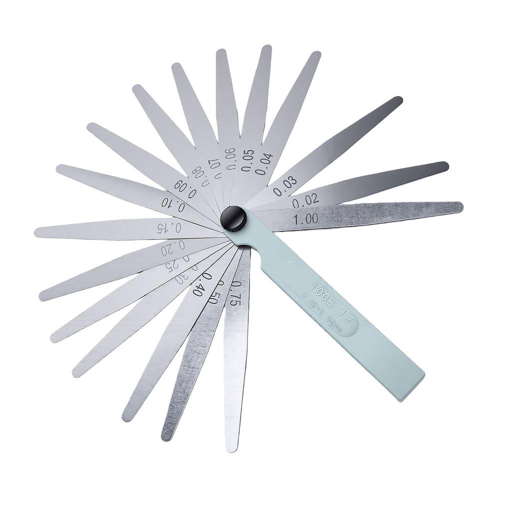Feeler Gauge 17 Blades Stainless Steel 0.02 1.00mm Marked Metric Measuring Tool for Measuring Gap Thickness Or Width