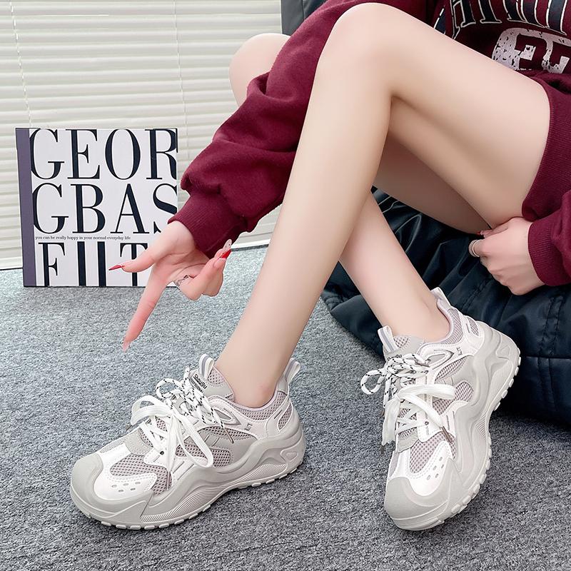 

Fashion 2025 Autumn and Winter New Fashion All-match Lace-up Shoes for Women Couples Same Style Suede Casual Trendy Dad Shoes 35 бежевый