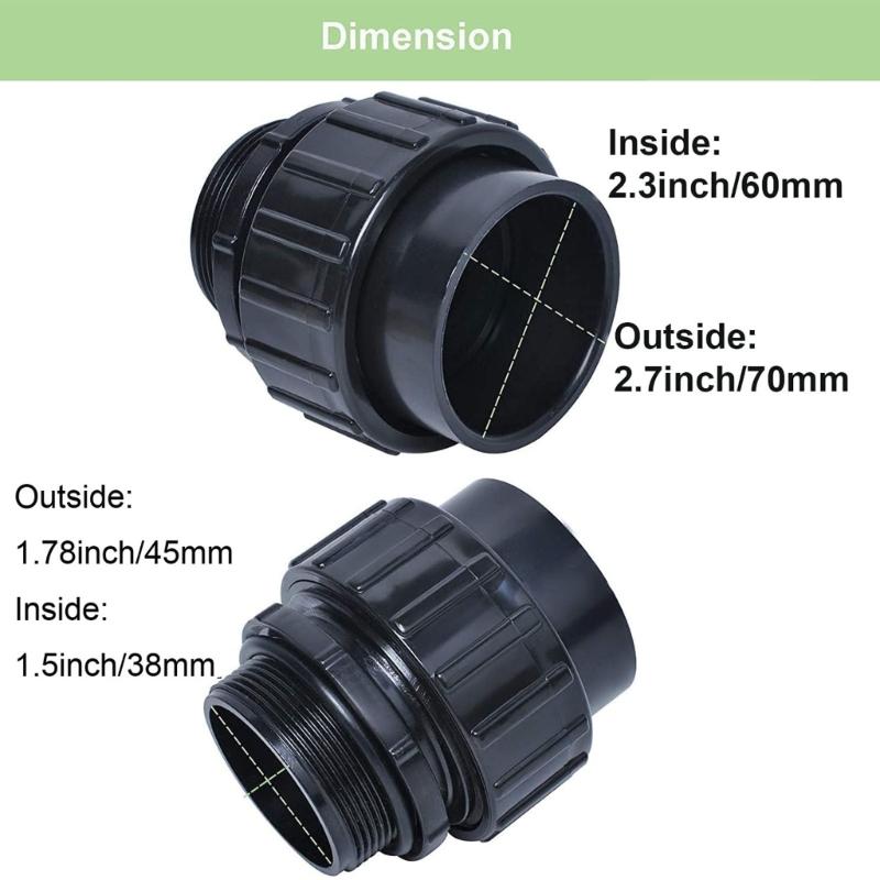 Remplacement Universel de Connecteur de Tuyau de Pompe 1,5 pouce à 2 pouces Connecteur de Système de Piscine Pour Pompes de Piscine Durable