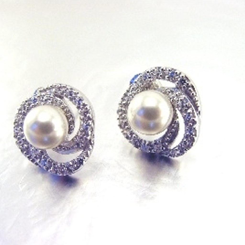 Les Trésors De Lily [C9395] - White/White 'Catherine' Silver Earrings