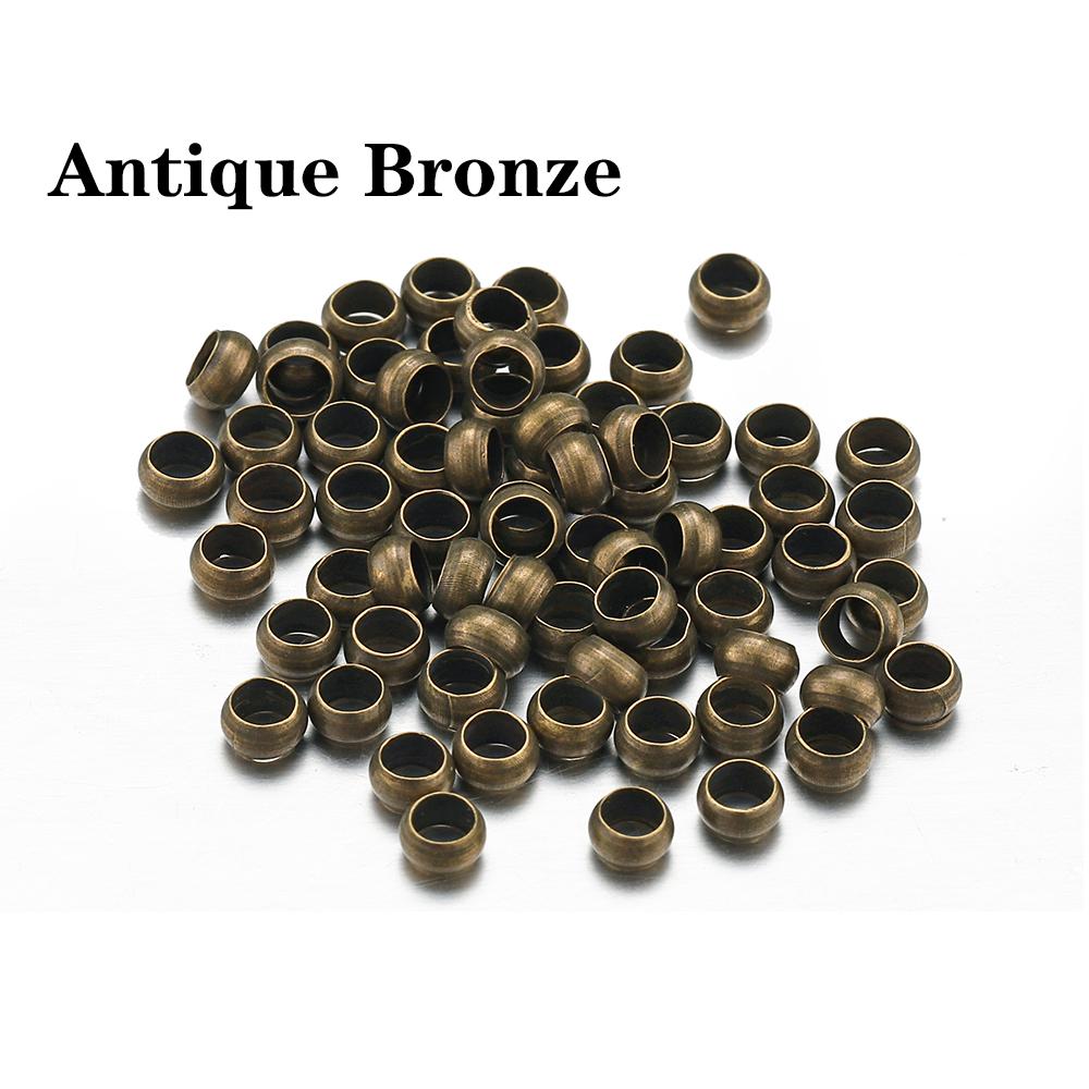 500 Stück Gold Silber Farbe Quetschperlen Kupfer Kugelstopper Abstandshalter Endkappen für Armband Halskette DIY Schmuckherstellung Zubehör